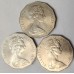 AUSTRALIA 1977 . FIFTY 50 CENTS COINS . QUEENS JUBILEE . 3 FOR THE PRICE 2